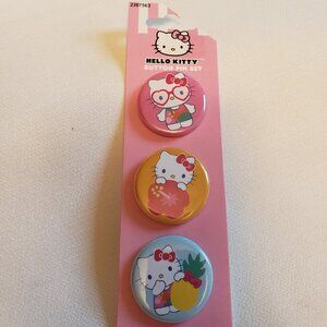 Hello Kitty Pink, Yellow and Blue Button Pins Set - NWT